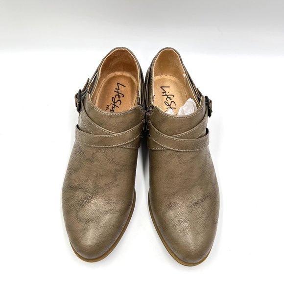 Lifestride Womens Size 7.5 Brown Faux Vegan Leather‎ Ankle Boots Booties Shoes - Picture 3 of 13